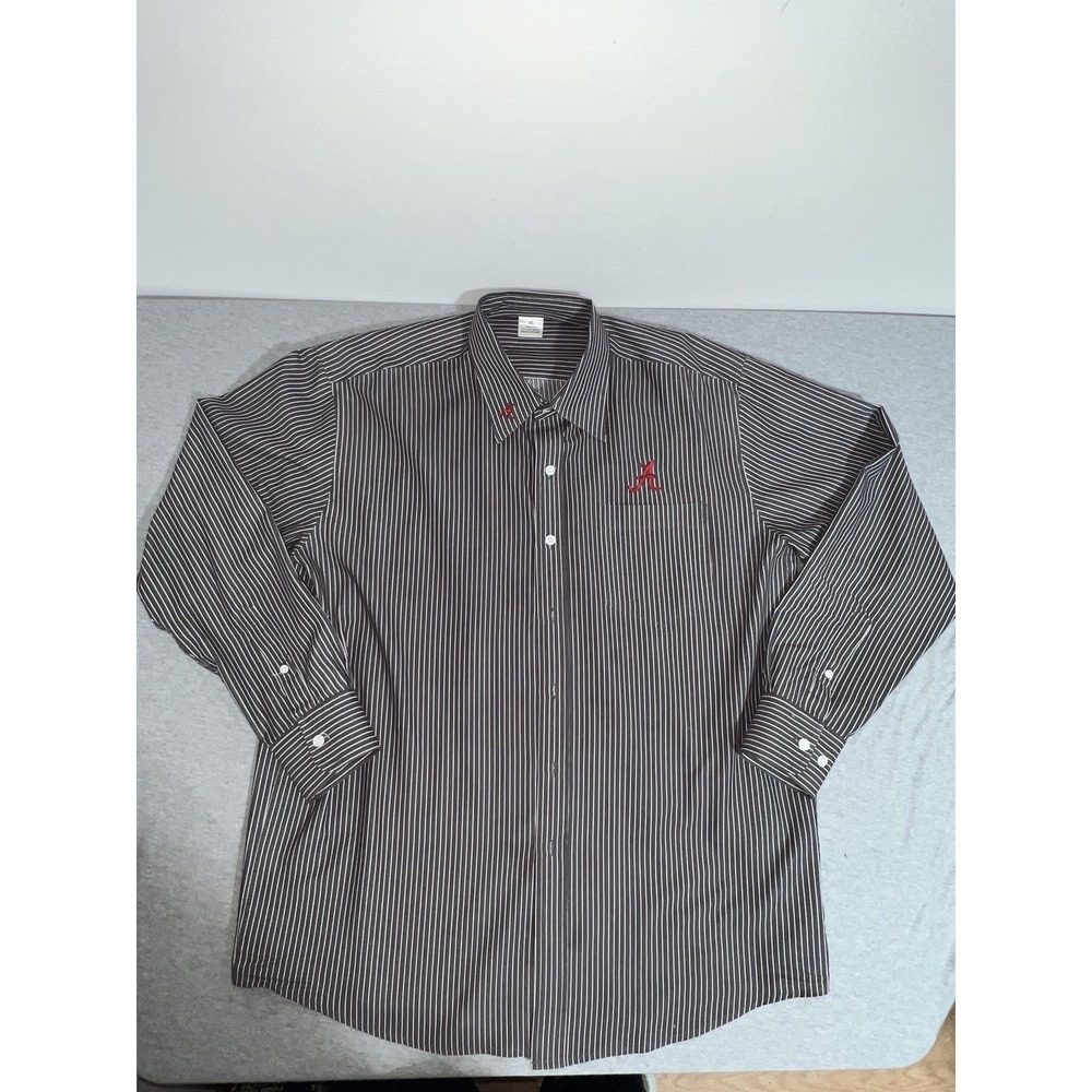 Alabama Crimson Tide Shirt Mens XL Black White‎ Striped Button Up NCAA Football